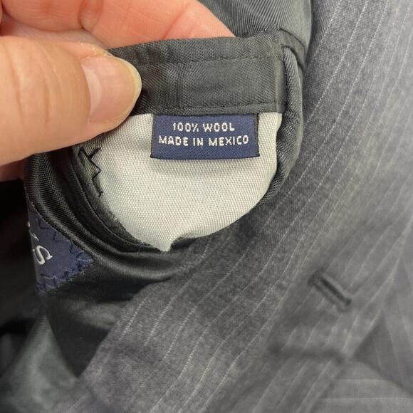 Brooks Brothers 346 Mens Dark Gray Pinstripe Wool Suit Jacket Sport Coat 44L - Picture 9 of 16